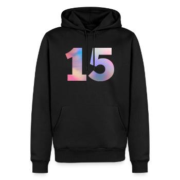 Bunte Zahl 15 - Männer Premium Bio Hoodie - Schwarz - Vorne - Nico (187cm)