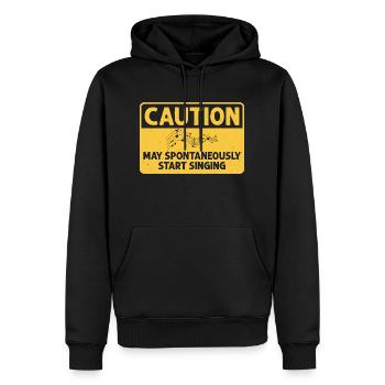 Attention peut spontanément commencer à chanter Chanteur Kar - Sweat à capuche Premium bio Homme - noir - Devant - Nico (187cm)