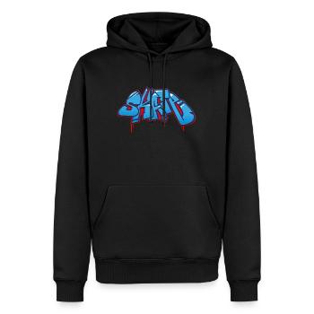 Cooler Skater - Männer Premium Bio Hoodie - Schwarz - Vorne - Nico (187cm)