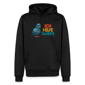 Ich helfe Tauben - Männer Premium Bio Hoodie - Schwarz - Vorne - Nico (187cm)
