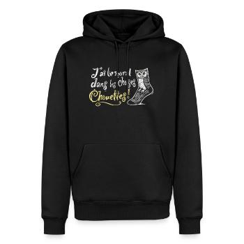 Jai le moral dans les choses chouettes ! - Sweat à capuche Premium bio Homme - noir - Devant - Nico (187cm)