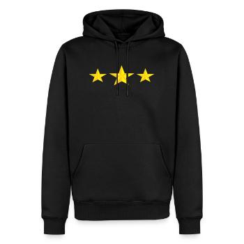 TroisEtoiles - Männer Premium Bio Hoodie - Schwarz - Vorne - Nico (187cm)