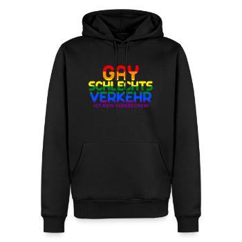 Gayschlechtsverkehr ist kein Verbrechen (bunt) - Männer Premium Bio Hoodie - Schwarz - Vorne - Nico (187cm)