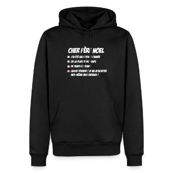 Lettre au père noël - Sweat à capuche Premium bio Homme - noir - Devant - Nico (187cm)