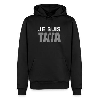 Je suis tata - Sweat à capuche Premium bio Homme - noir - Devant - Nico (187cm)