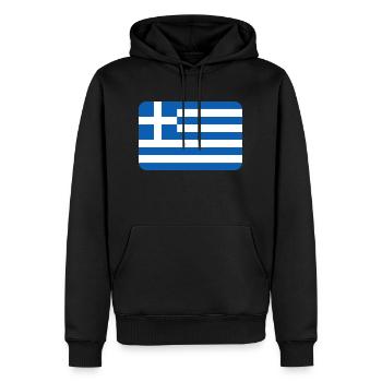 GREECE FLAG round corner 400 dpi - Men’s Premium Organic Hoodie - black - Front - Nico (187cm)