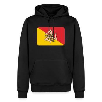 SICILY FLAG round corner 400 dpi - Männer Premium Bio Hoodie - Schwarz - Vorne - Nico (187cm)