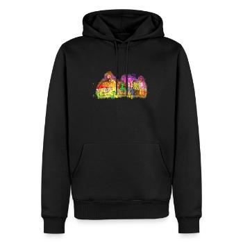Häuser Immobilien hell glühend - Männer Premium Bio Hoodie - Schwarz - Vorne - Nico (187cm)
