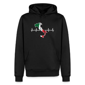Italy - Men’s Premium Organic Hoodie - black - Front - Nico (187cm)