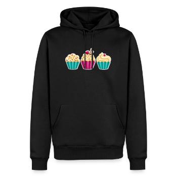 Cupcake - Muffin - Donut - Eis - Schokolade - DD - Männer Premium Bio Hoodie - Schwarz - Vorne - Nico (187cm)