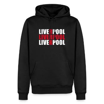 LIVERPOOL - Männer Premium Bio Hoodie - Schwarz - Vorne - Nico (187cm)