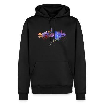 Miami Skyline - Sweat à capuche Premium bio Homme - noir - Devant - Nico (187cm)