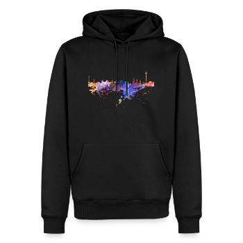 Berlin Skyline - Men’s Premium Organic Hoodie - black - Front - Nico (187cm)
