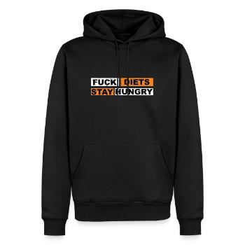 Fuck Diets Stay Hungry - Männer Premium Bio Hoodie - Schwarz - Vorne - Nico (187cm)