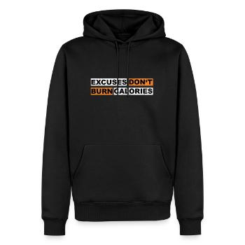 Excuses don't burn calories motivation lettering - Männer Premium Bio Hoodie - Schwarz - Vorne - Nico (187cm)
