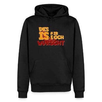 Des is mir doch Wurscht - Männer Premium Bio Hoodie - Schwarz - Vorne - Nico (187cm)