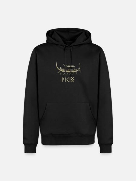 Wikingerschiff Drachenboot - Männer Premium Bio Hoodie - Schwarz