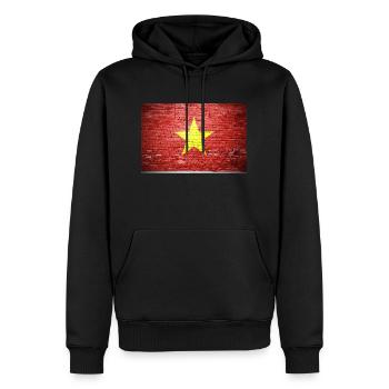 Drapeau vietnamien vietnamien Graffiti sur mur de briques - Sweat à capuche Premium bio Homme - noir - Devant - Nico (187cm)