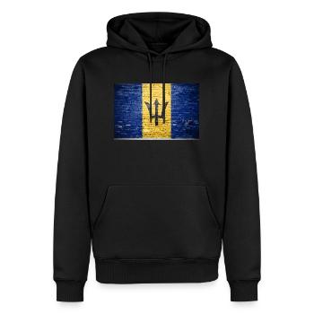 Drapeau de la Barbade Graffiti sur mur de briques - Sweat à capuche Premium bio Homme - noir - Devant - Nico (187cm)