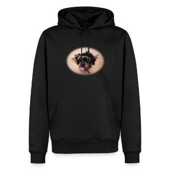 Dog sticks out tongue - Men’s Premium Organic Hoodie - black - Front - Nico (187cm)