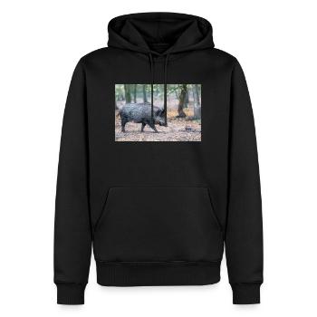 Sanglier (en allemand sanglier) Sus scrofa - Sweat à capuche Premium bio Homme - noir - Devant - Nico (187cm)