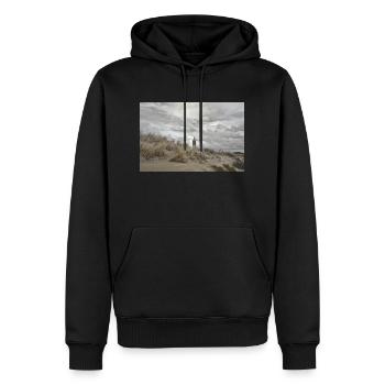 Phare derrière les dunes - Sweat à capuche Premium bio Homme - noir - Devant - Nico (187cm)