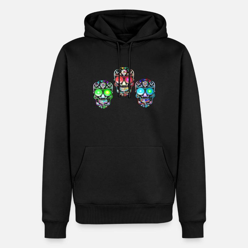 Art de crâne de sucre - Sweat à capuche Premium bio Homme - noir