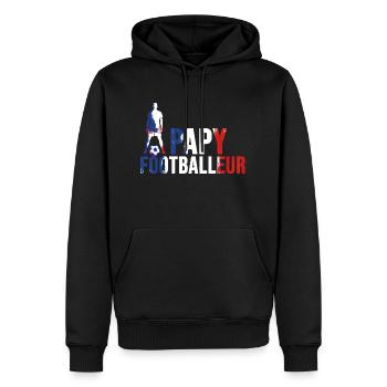 papy footballeur france - Sweat à capuche Premium bio Homme - noir - Devant - Nico (187cm)