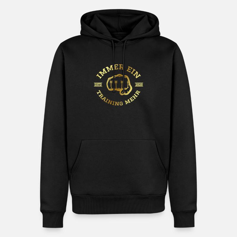 IMMER EIN TRAINING MEHR - rund - Männer Premium Bio Hoodie - Schwarz