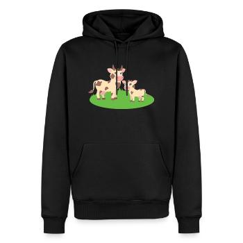 Kuh mit Kalb - Männer Premium Bio Hoodie - Schwarz - Vorne - Nico (187cm)