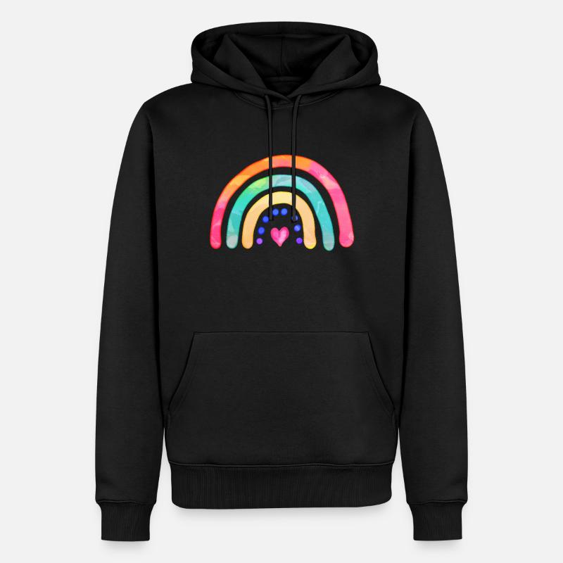 Regenbogen Doodle - Männer Premium Bio Hoodie - Schwarz