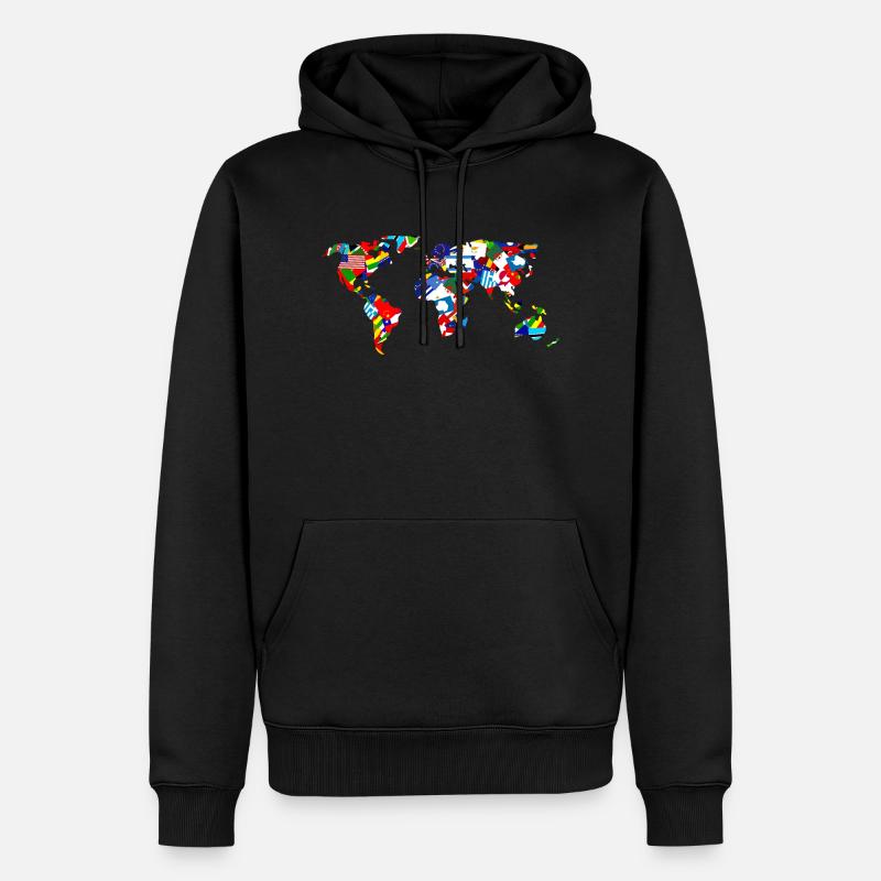 Carte du drapeau du monde - Sweat à capuche Premium bio Homme - noir