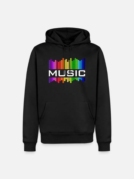 Music Music Equalizer Rainbow Dance Rock Concerto - Felpa con cappuccio ecologica premium da uomo - nero