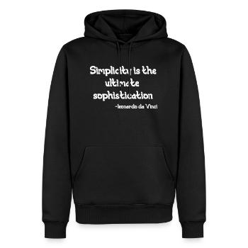 Leonardo Da Vinci Einfachheit ist der ultimative Soph - Männer Premium Bio Hoodie - Schwarz - Vorne - Nico (187cm)