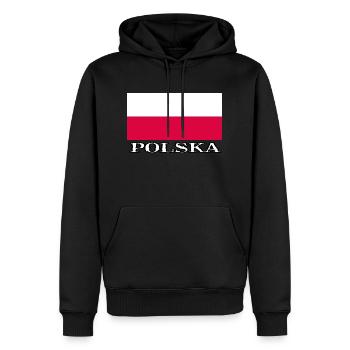 POLSKA - Männer Premium Bio Hoodie - Schwarz - Vorne - Nico (187cm)
