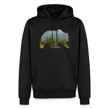 Ours dans la forêt montagneuse Silhouette - Sweat à capuche Premium bio Homme - noir - Devant - Nico (187cm)