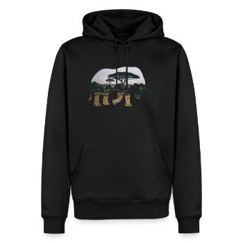 Elephant Savannah Silhouette - Men’s Premium Organic Hoodie - black - Front - Nico (187cm)