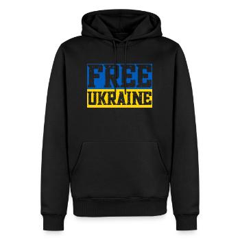 Free Ukraine Flag - Männer Premium Bio Hoodie - Schwarz - Vorne - Nico (187cm)