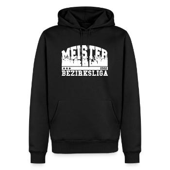 Meister 2022 Bezirksliga Aufstieg Fußball - Männer Premium Bio Hoodie - Schwarz - Vorne - Nico (187cm)