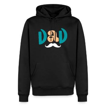 Geschenk Papa Vatertag T-Shirt Papa Schnurrbart - Männer Premium Bio Hoodie - Schwarz - Vorne - Nico (187cm)
