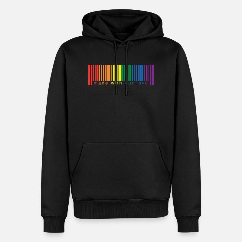 Code-Barres lgbt - Sweat à capuche Premium bio Homme - noir