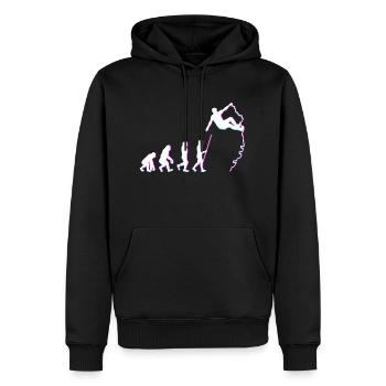 Klettern Bouldern Evolution Bergsteigen Kletterer - Männer Premium Bio Hoodie - Schwarz - Vorne - Nico (187cm)