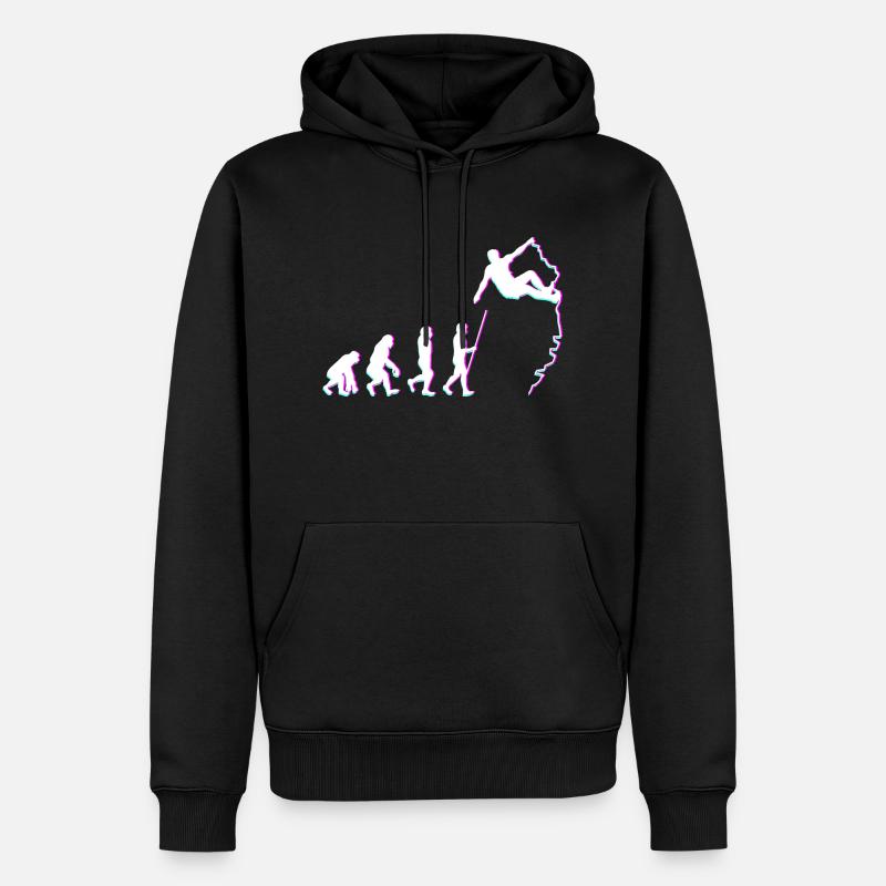 Klettern Bouldern Evolution Bergsteigen Kletterer - Männer Premium Bio Hoodie - Schwarz