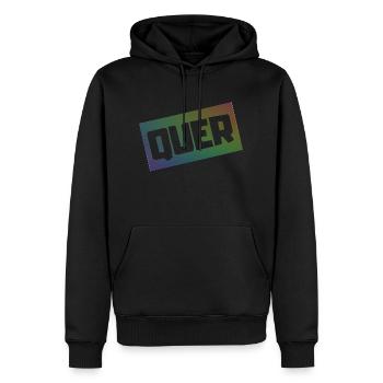 QUER - Männer Premium Bio Hoodie - Schwarz - Vorne - Nico (187cm)