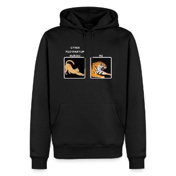 Drôle d’infirmière post-partum Humour Mère Bébé Infirmière infirmière - Sweat à capuche Premium bio Homme - noir - Devant - Nico (187cm)