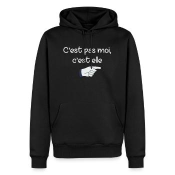 C’est pas moi, c’est elle - t-shirt humoristique - Sweat à capuche Premium bio Homme - noir - Devant - Nico (187cm)