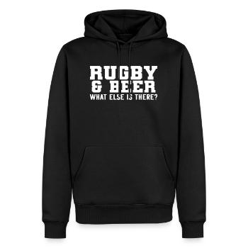 Rugby Beer qu’y a-t-il d’autre ici? - Sweat à capuche Premium bio Homme - noir - Devant - Nico (187cm)