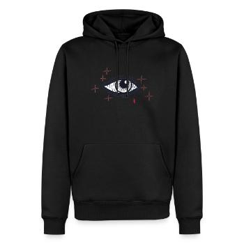 Tatouage traditionnel Eye - Sweat à capuche Premium bio Homme - noir - Devant - Nico (187cm)