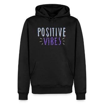 ondes positives - Sweat à capuche Premium bio Homme - noir - Devant - Nico (187cm)