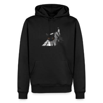 Die seltsame Katze - Männer Premium Bio Hoodie - Schwarz - Vorne - Nico (187cm)